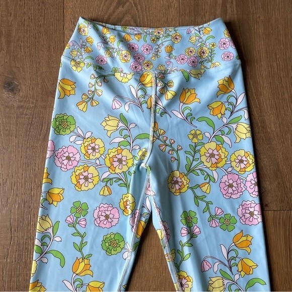 Jessie Zhao High Waist Yoga Women's Leggings In Blue Garden (Size M) - Picture 6 of 15